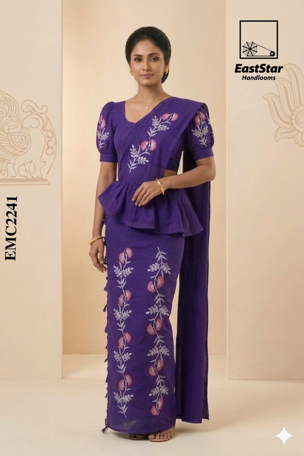 Purple Embroidery Cotton Saree EMC2241 Purple Embroidery Cotton Saree EMC2241