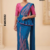 Deep Peacock Blue  Embroidery Silk Saree EMS2032