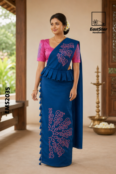 Royal Blue Embroidery Silk Saree EMS2035