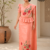 Soft Peach Coral  Embroidery Silk Saree EMS2039