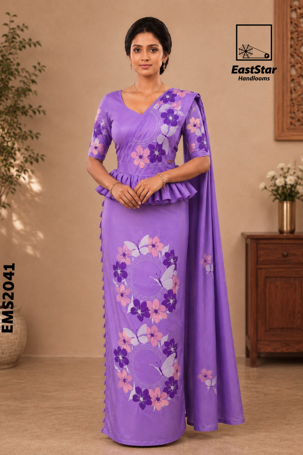 Lavender Purple  Embroidery Silk Saree EMS2041