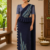 Deep Navy Blue Embroidery Silk Saree EMS2043