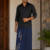 Navy Blue SAPTA Handloom  Embroidery Cotton Sarong EMSA2030