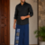 Navy Blue SAPTA Handloom  Embroidery Cotton Sarong EMSA2033