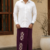 Deep Plum-Purple  Handloom  Embroidery Cotton Sarong EMSA2039