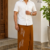 Warm Brown Embroidery Cotton Sarong EMSA2044
