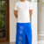 Royal Blue Embroidery Cotton Sarong EMSA2045