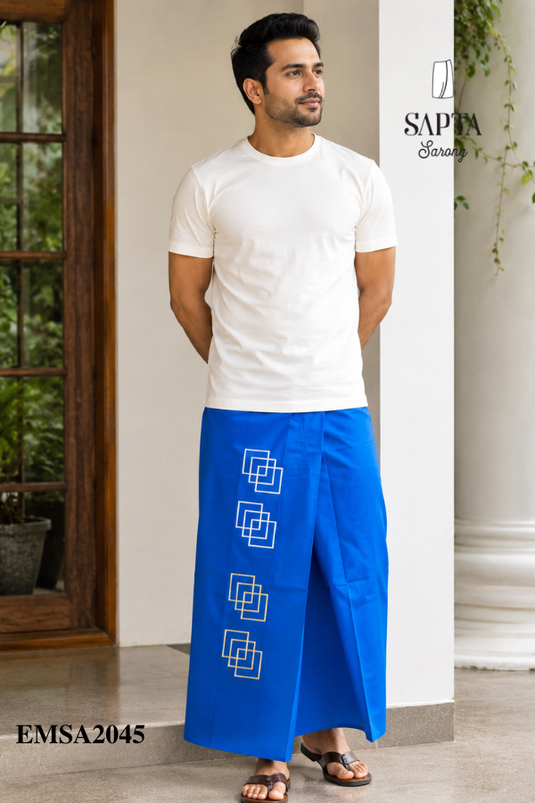 Royal Blue Embroidery Cotton Sarong EMSA2045 Royal Blue Embroidery Cotton Sarong EMSA2045