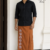 Light Brown SAPTA Handloom  Embroidery Cotton Sarong EMSA2046