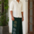Deep Emerald Green Handloom  Embroidery Cotton Sarong EMSA2052