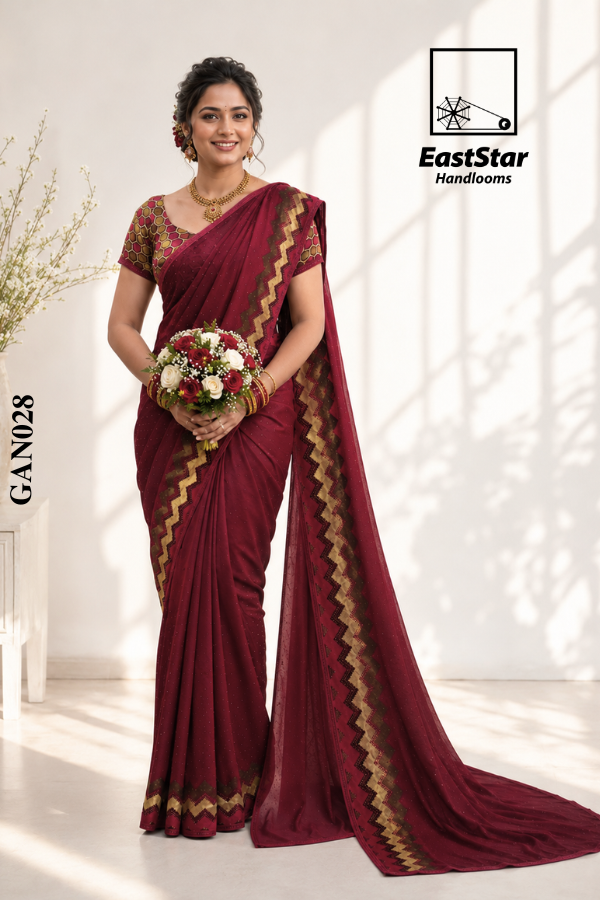 Marron Indian Wedding Saree GAN028