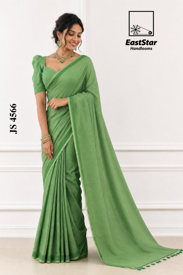 Pastel Leaf-Green Handloom Silk Saree JS4566 Pastel Leaf-Green Handloom Silk Saree JS4566
