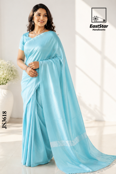 Sky Blue Handloom Silk Saree JS3618