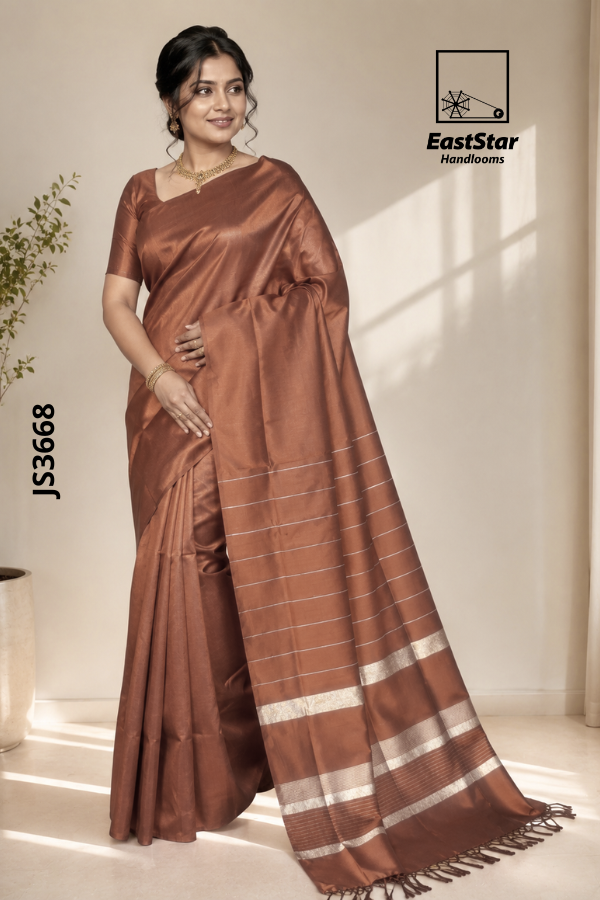 Brown Handloom Silk Saree JS3668 Brown Handloom Silk Saree JS3668