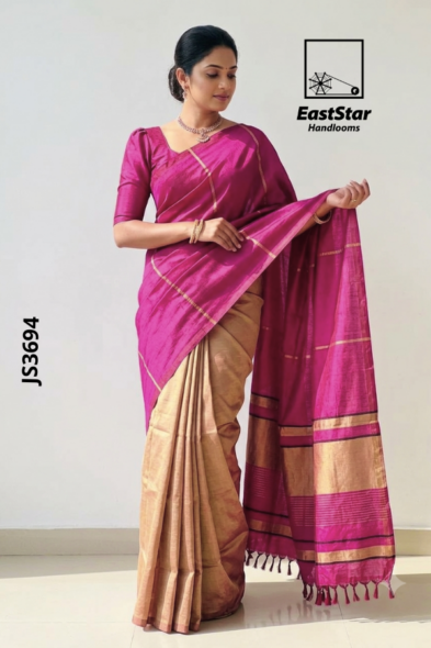 Magenta Handloom Silk Saree JS3694