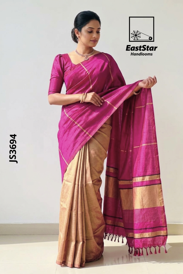 Magenta Handloom Silk Saree JS3694 Magenta Handloom Silk Saree JS3694