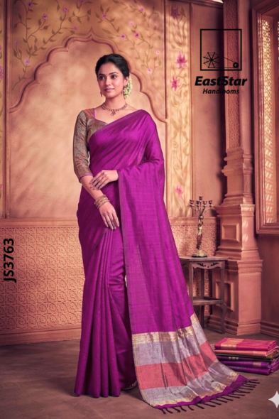 Magenta  Handloom Silk Saree JS3763