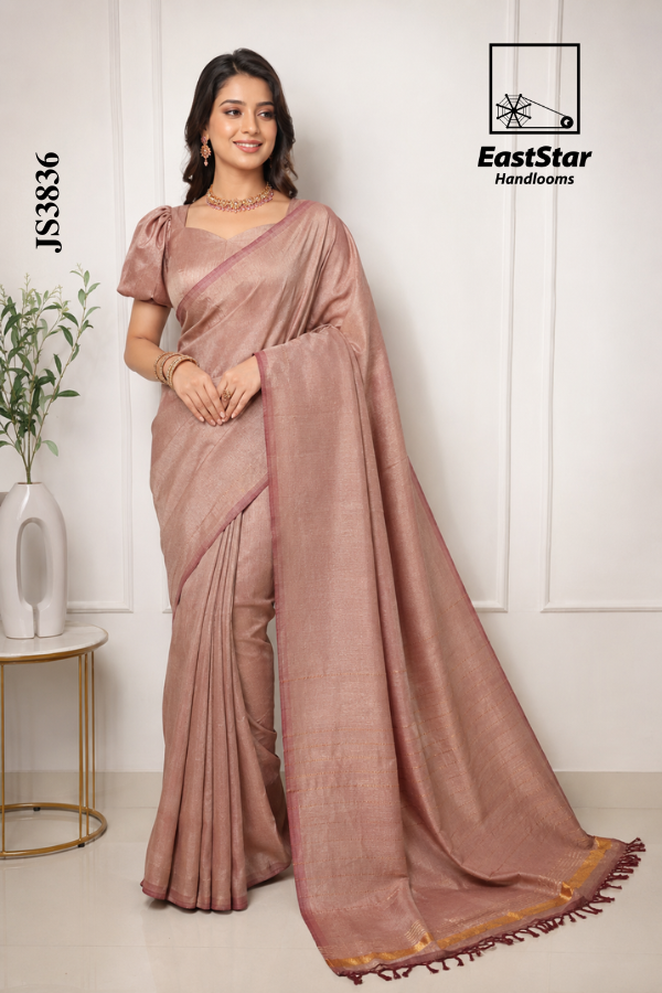 Dusty Rose  Handloom Cotton Saree JS3836