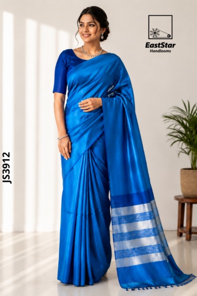 Blue  Handloom Silk Saree JS3912