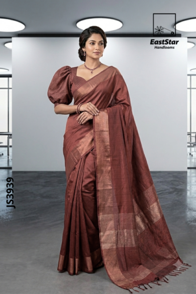 Mauve-Brown  Handloom Silk Saree JS3939