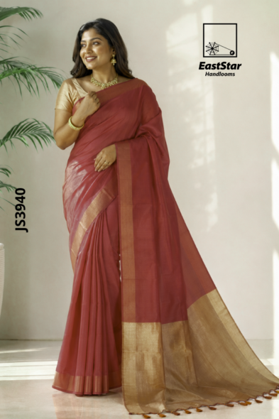 Red Handloom Silk Saree JS3940
