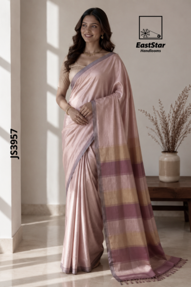 blush Pink  Handloom Silk Saree JS3957