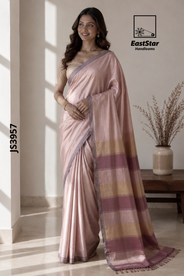 blush Pink Handloom Silk Saree JS3957 blush Pink Handloom Silk Saree JS3957
