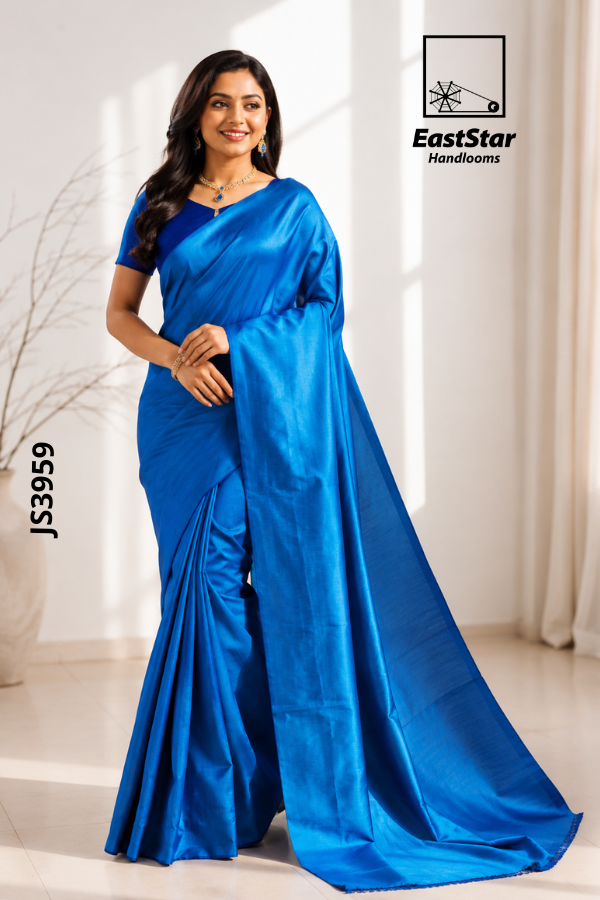 Blue Handloom Silk Saree JS3959 Blue Handloom Silk Saree JS3959