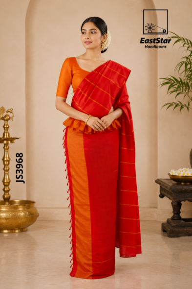 Red  Handloom Silk Saree JS3968