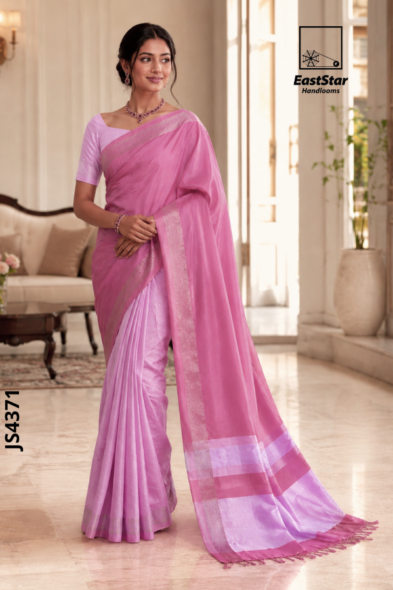 Dual-Tone Pink Handloom Silk Saree JS4371