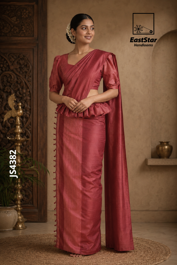 Dusty Rose Handloom Silk Saree JS4382 Dusty Rose Handloom Silk Saree JS4382