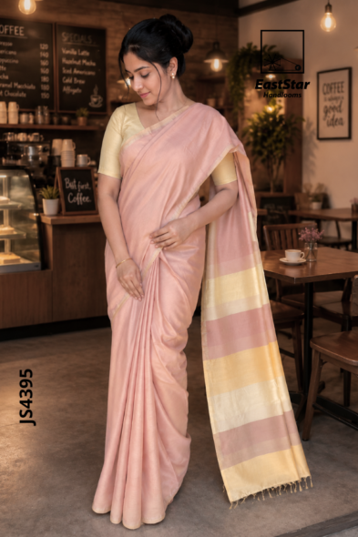 Blush Pink Handloom Silk Saree JS4395