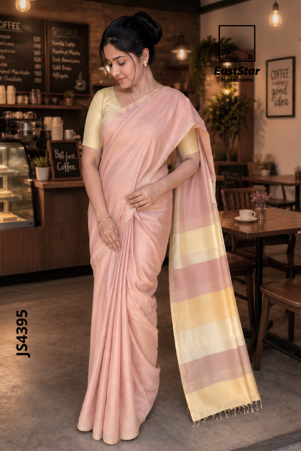 Blush Pink Handloom Silk Saree JS4395 Blush Pink Handloom Silk Saree JS4395