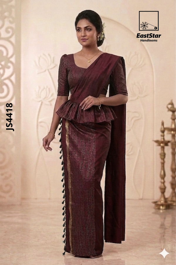 Deep Marron  Handloom Silk Saree JS4418