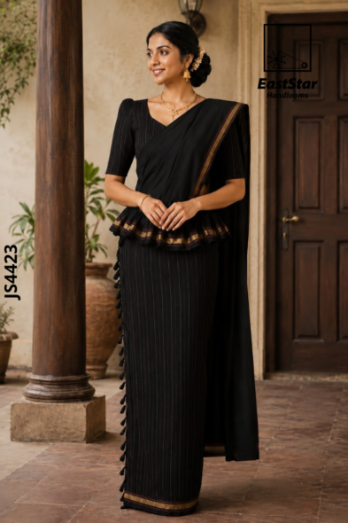 Black  Handloom Silk Saree JS4423