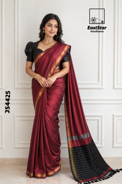 Red Handloom Silk Saree JS4425