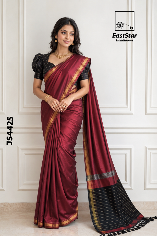 Red Handloom Silk Saree JS4425