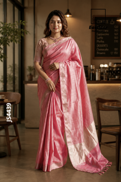 Soft Pink Handloom Silk Saree JS4439