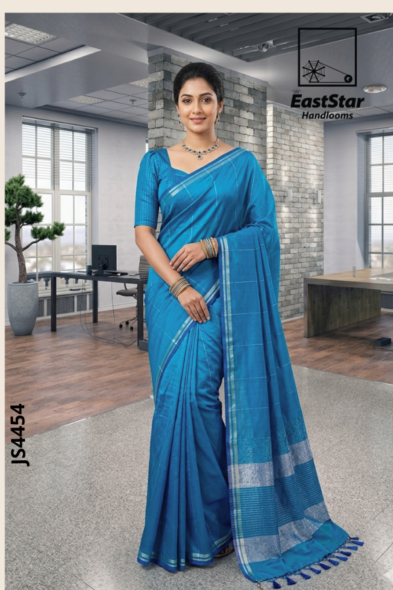 Blue Handloom Silk Saree JS4454