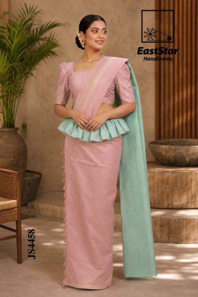 Soft Blush Pink Handloom Silk Saree JS4458