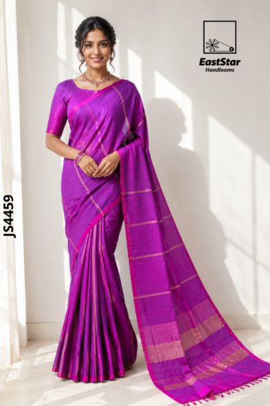 Magenta-Purple Handloom Silk Saree JS4459