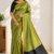 Olive Green Handloom Silk Saree JS4460