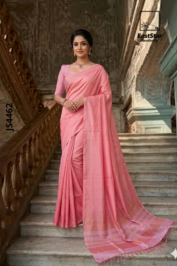 Pink Handloom Silk Saree JS4462 Pink Handloom Silk Saree JS4462