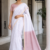 White- Dusty Pink Handloom Silk Saree JS4483