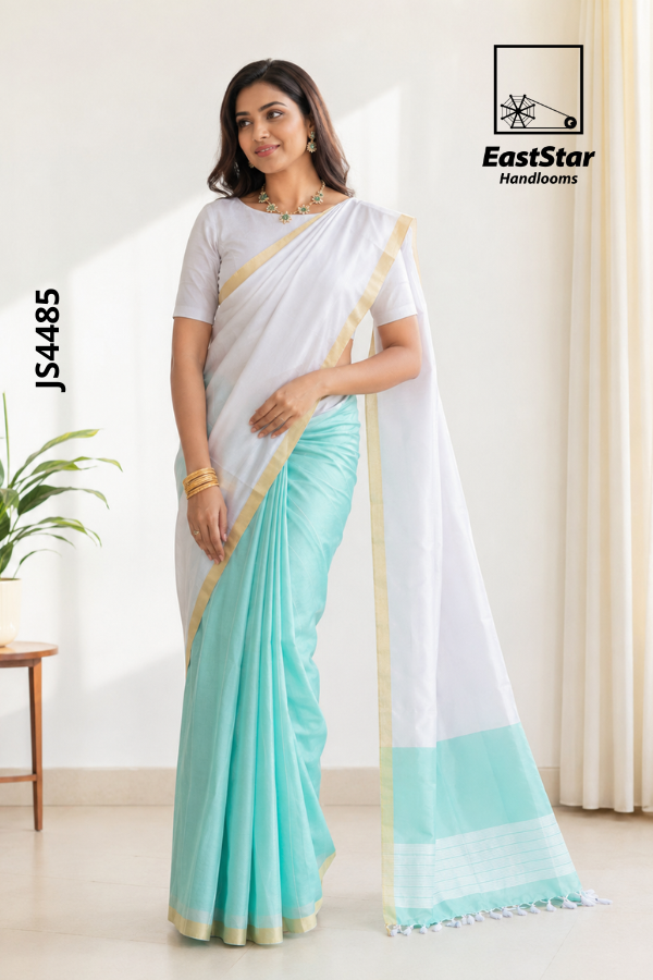 white Handloom Silk Saree JS4485 white Handloom Silk Saree JS4485