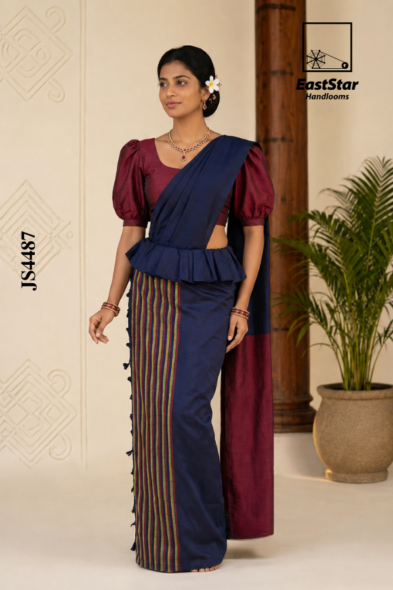 Navy Blue Handloom Silk Saree JS4487