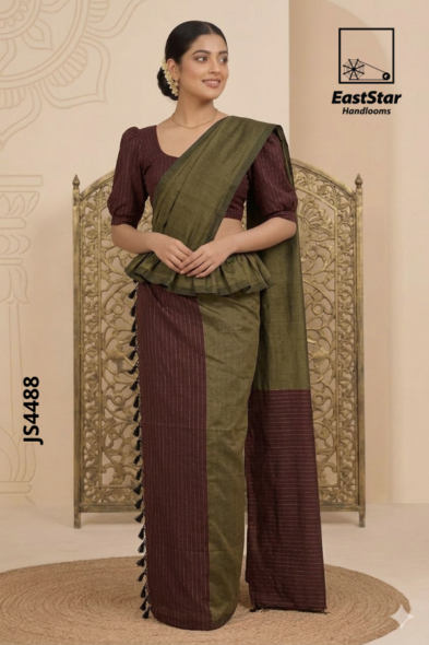 Two-Tone  Handloom Silk Saree JS4488