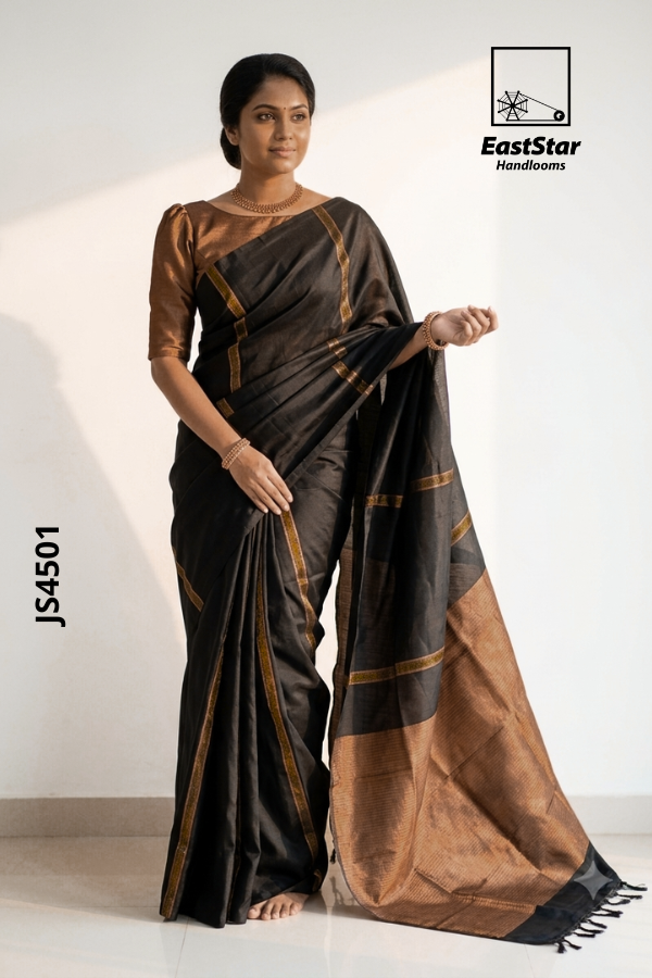 Black Handloom Silk Saree JS4501 Black Handloom Silk Saree JS4501