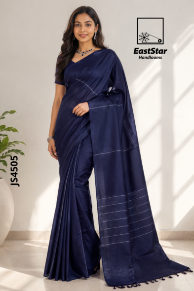 Navy Blue Handloom Silk Saree JS4505
