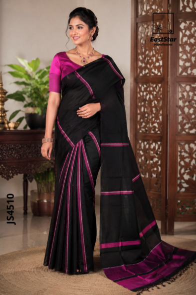 Black  Handloom Silk Saree JS4510